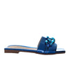 Sandalia plana azul metal para mujer 27195-Z433