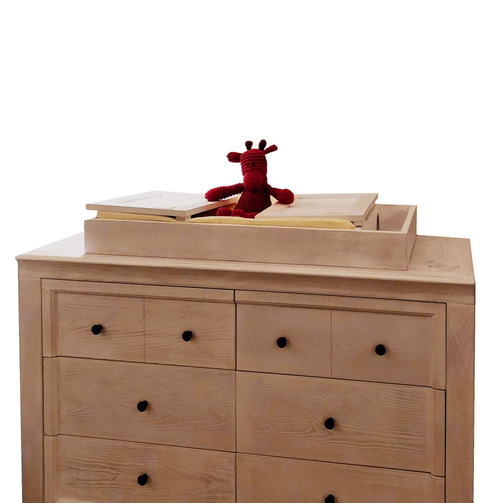 Milk Street Baby Branch Open Shelf Changing Table, Acacia with Snow