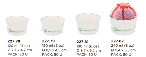 Pack 50pz Bicchieri di Carta 180ml Biodegradabili Compostabili Monouso per  Acqua