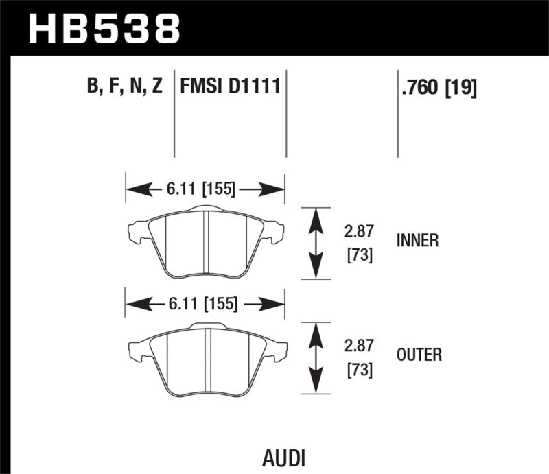  Hawk 2009-2009 Audi A4 Cabriolet HPS 5.0 Front Brake Pads 