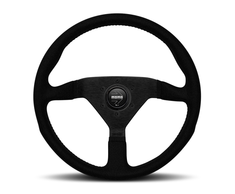  Momo Montecarlo Alcantara Steering Wheel 350 mm - Black/Black Stitch/Black Spokes 