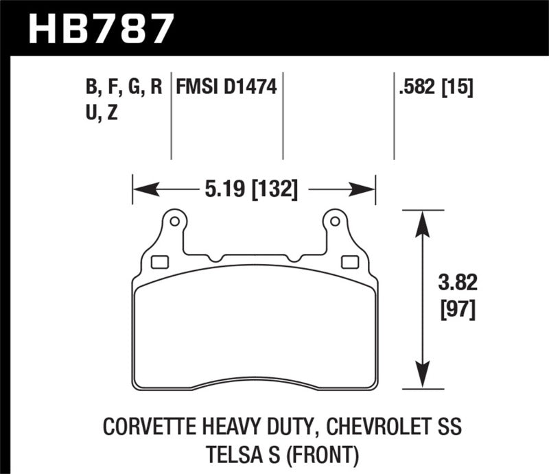  Hawk 15-17 Chevy Corvette Performance Ceramic Street Front Brake Pads 