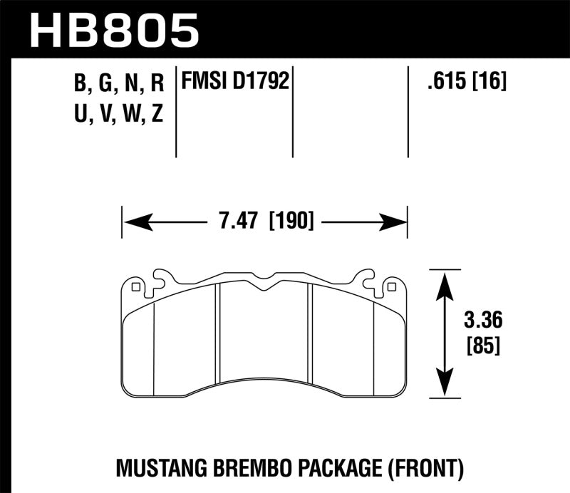  Hawk 15-17 Ford Mustang Brembo Package HPS 5.0 Front Brake Pads 