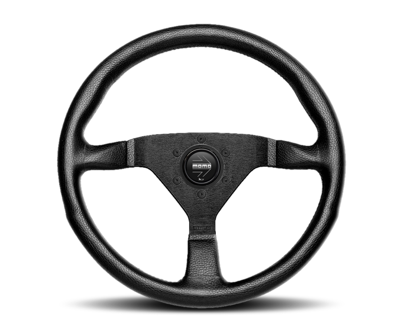  Momo Montecarlo Steering Wheel 350 mm - Black Leather/Black Stitch/Black Spokes 