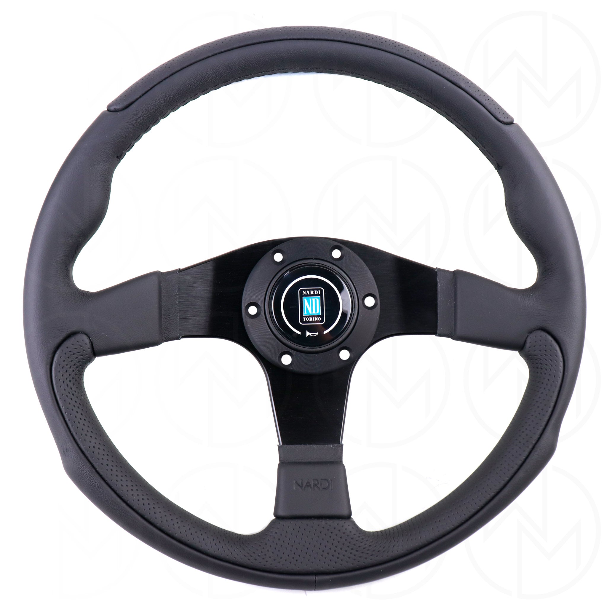  Nardi Leader Steering Wheel - 350mm Combo Black Leather w/Black Stitch 