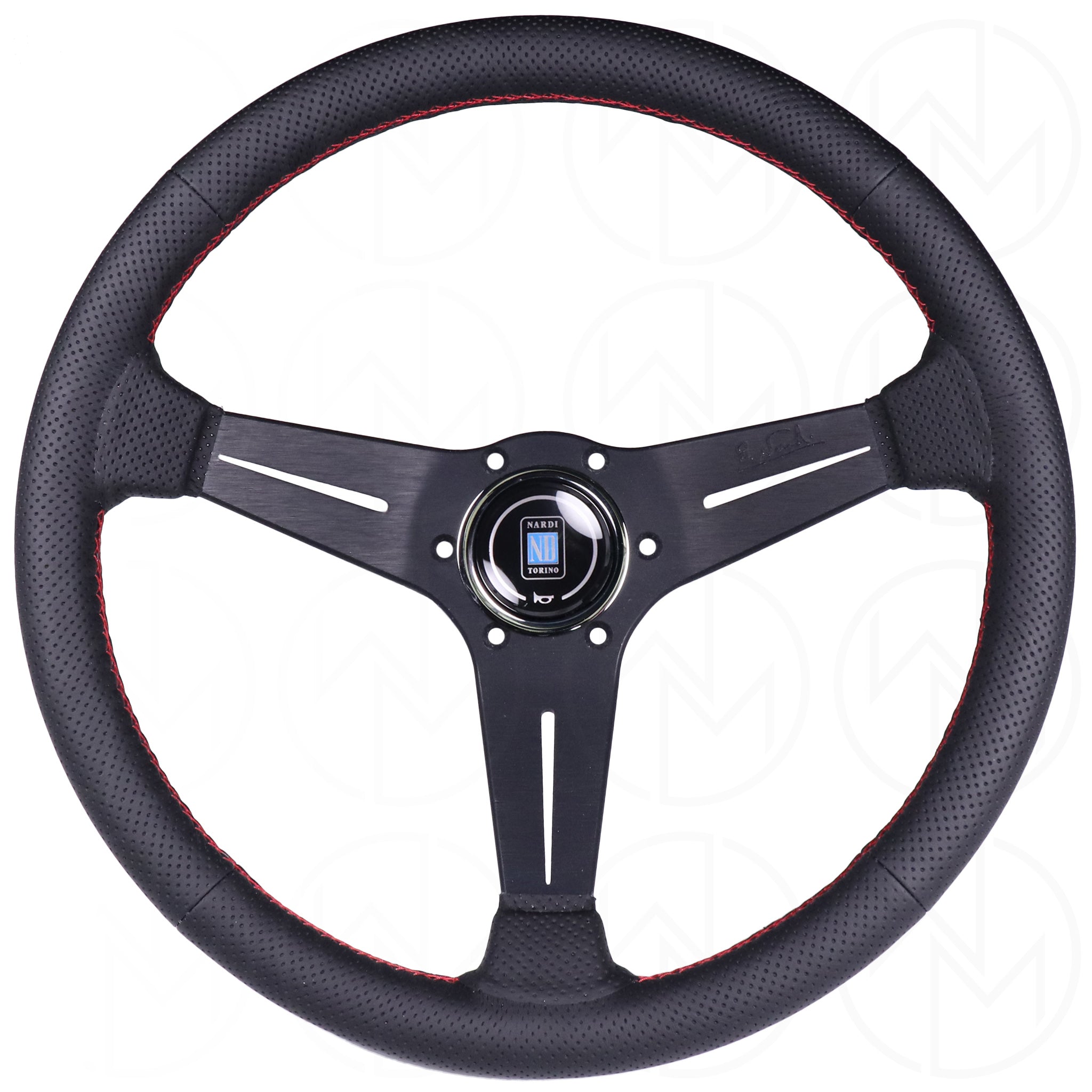  Nardi Sport Rally Deep Corn Steering Wheel - 350mm Perforated Leather w/Red Stitch 