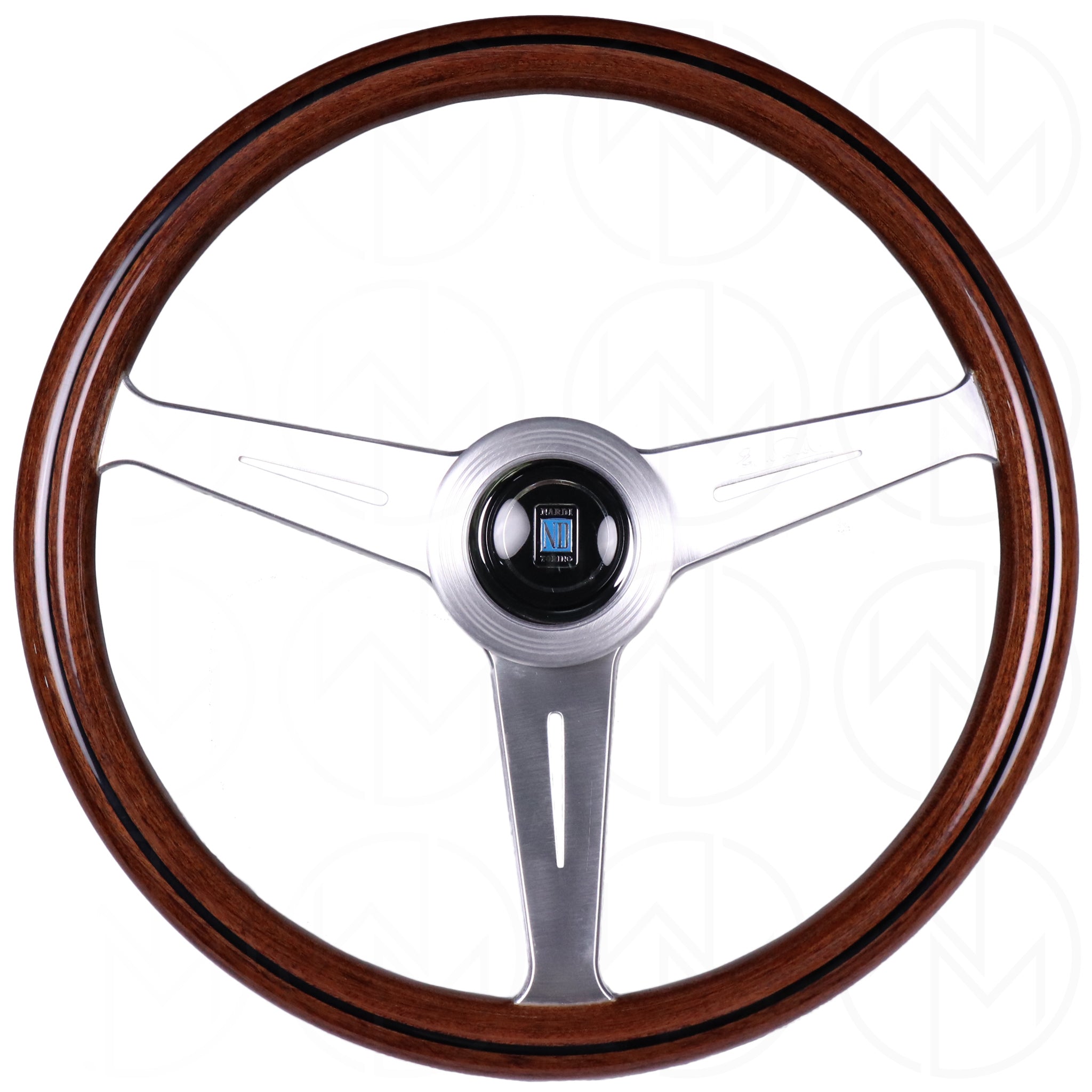  Nardi Classic Wood Steering Wheel - 360mm Satin Silver Spokes 