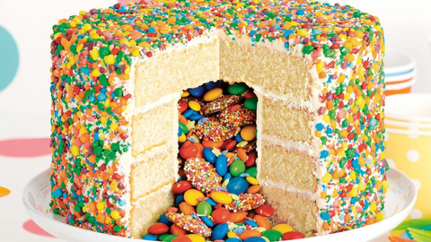 Rainbow Sprinkles Surprise Cake Recipe Card