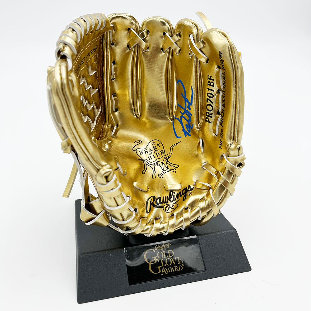 Barry Larkin Autographed Mini-Gold Glove Display