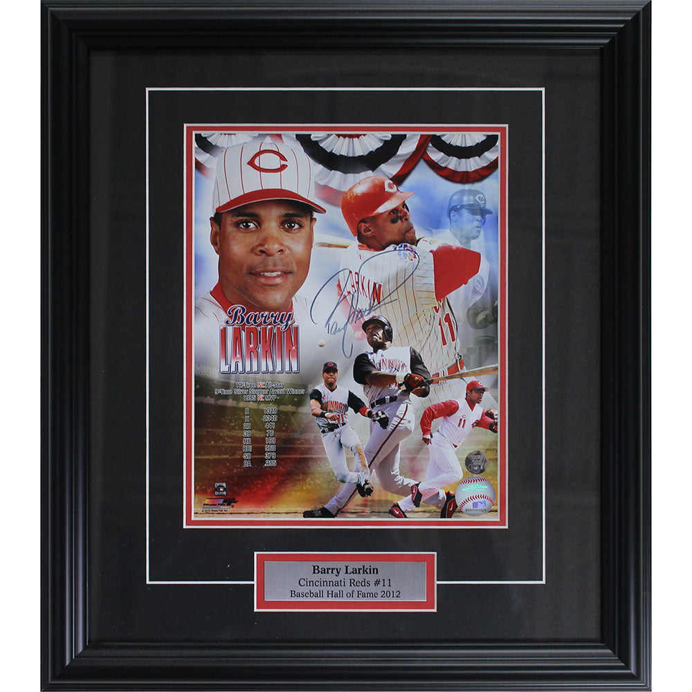 Barry Larkin Framed Autographed Cincinnati Reds 8X10 Photo