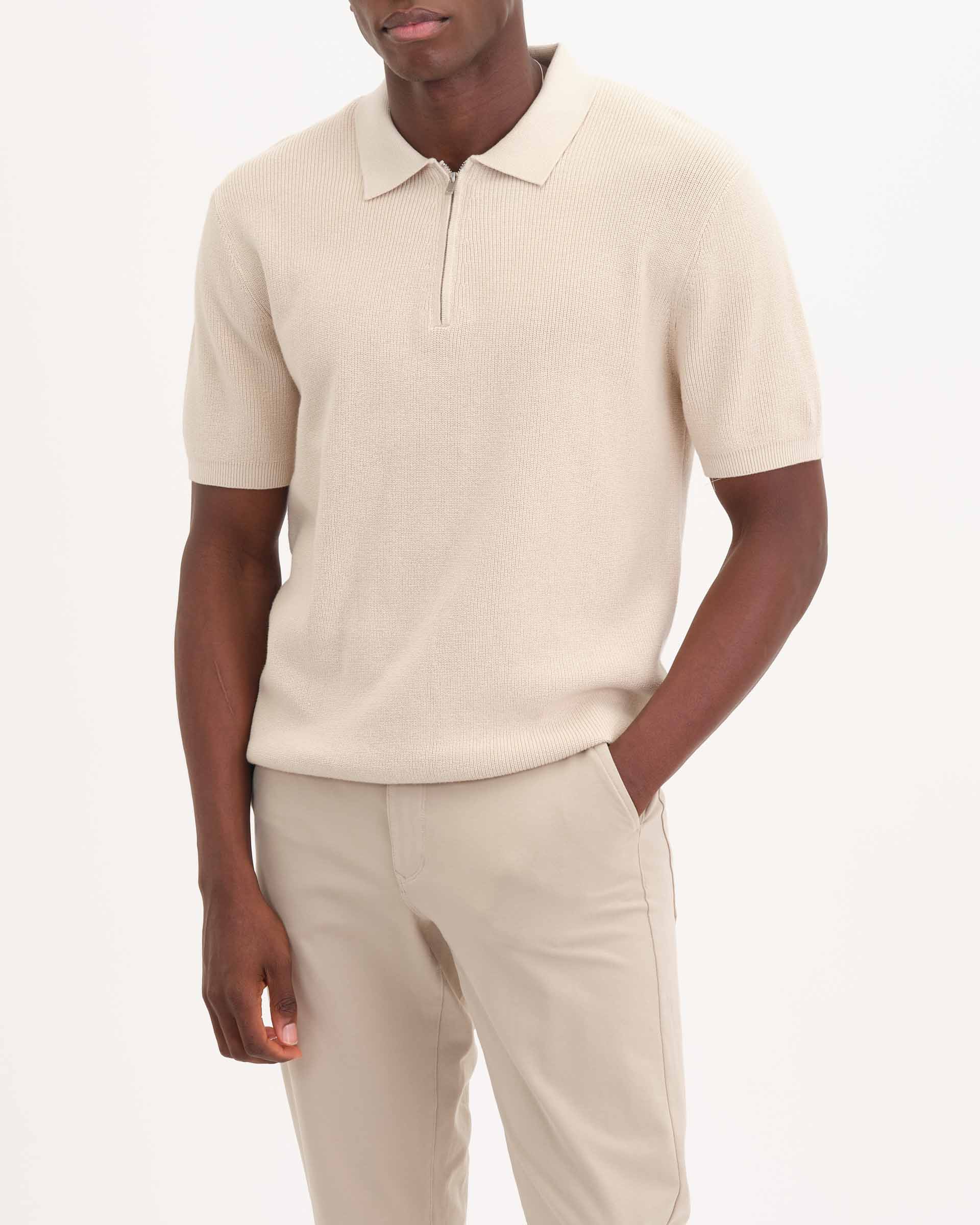 Quarter Zip Rib Short Sleeve Polo