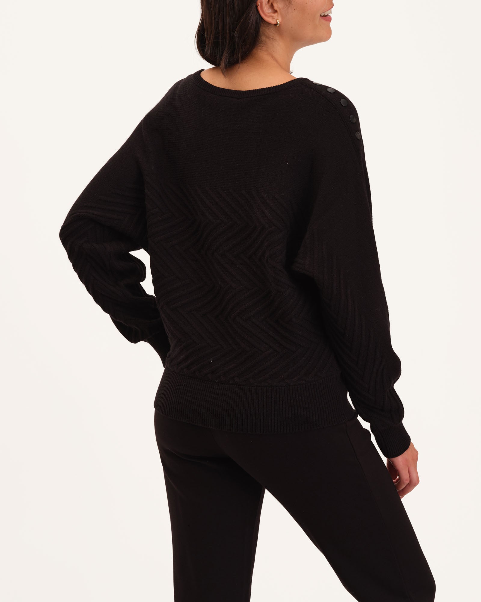 Novelty Stitch Wide Neck Dolman Sweater