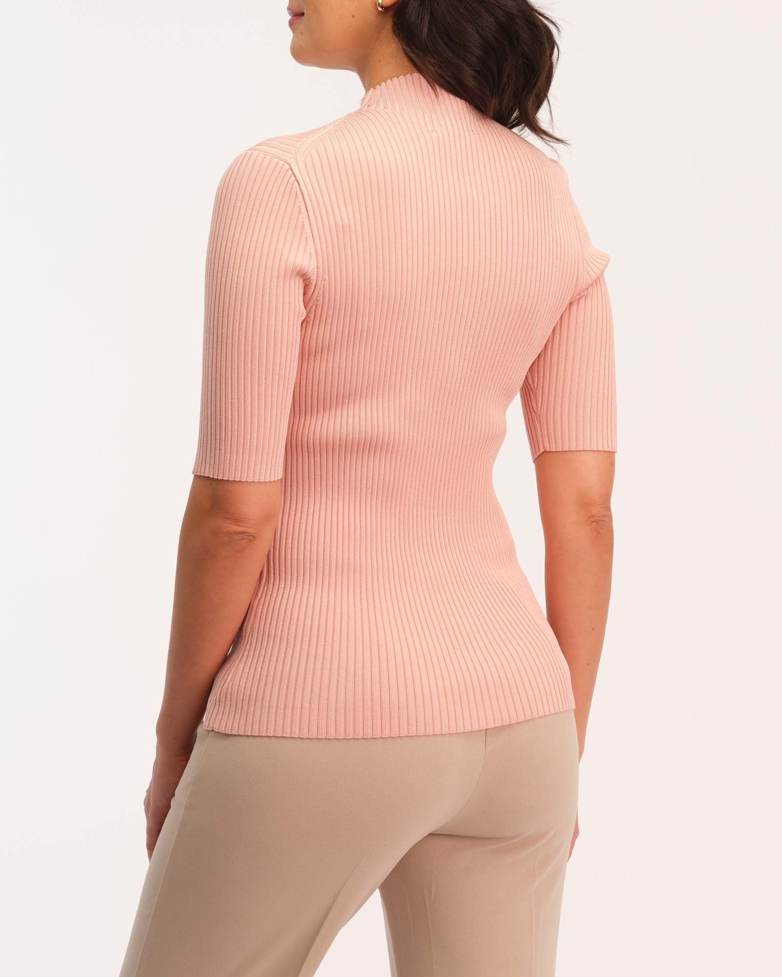 Funnel Neck Ribbed Sweater