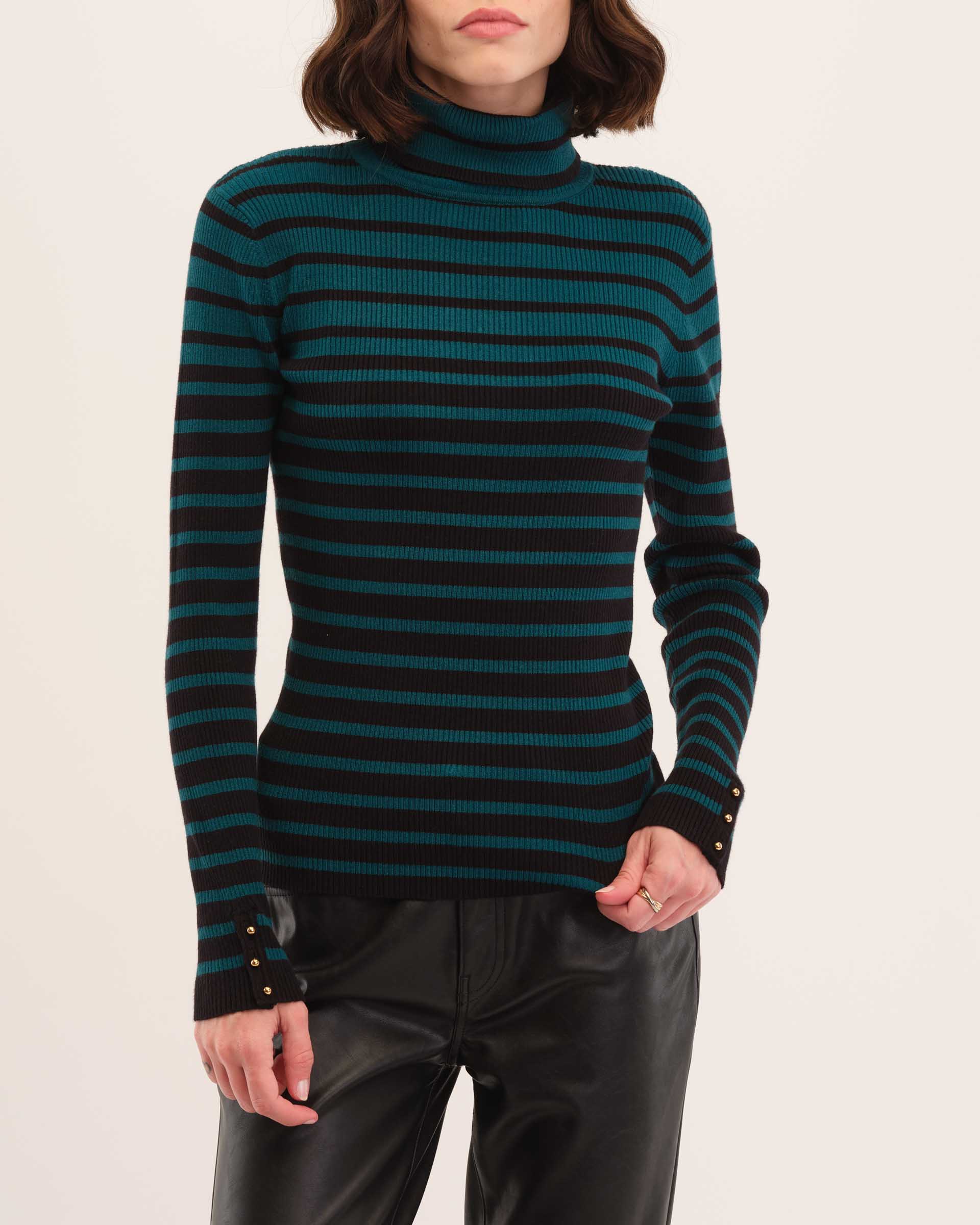 Striped Turtleneck Sweater