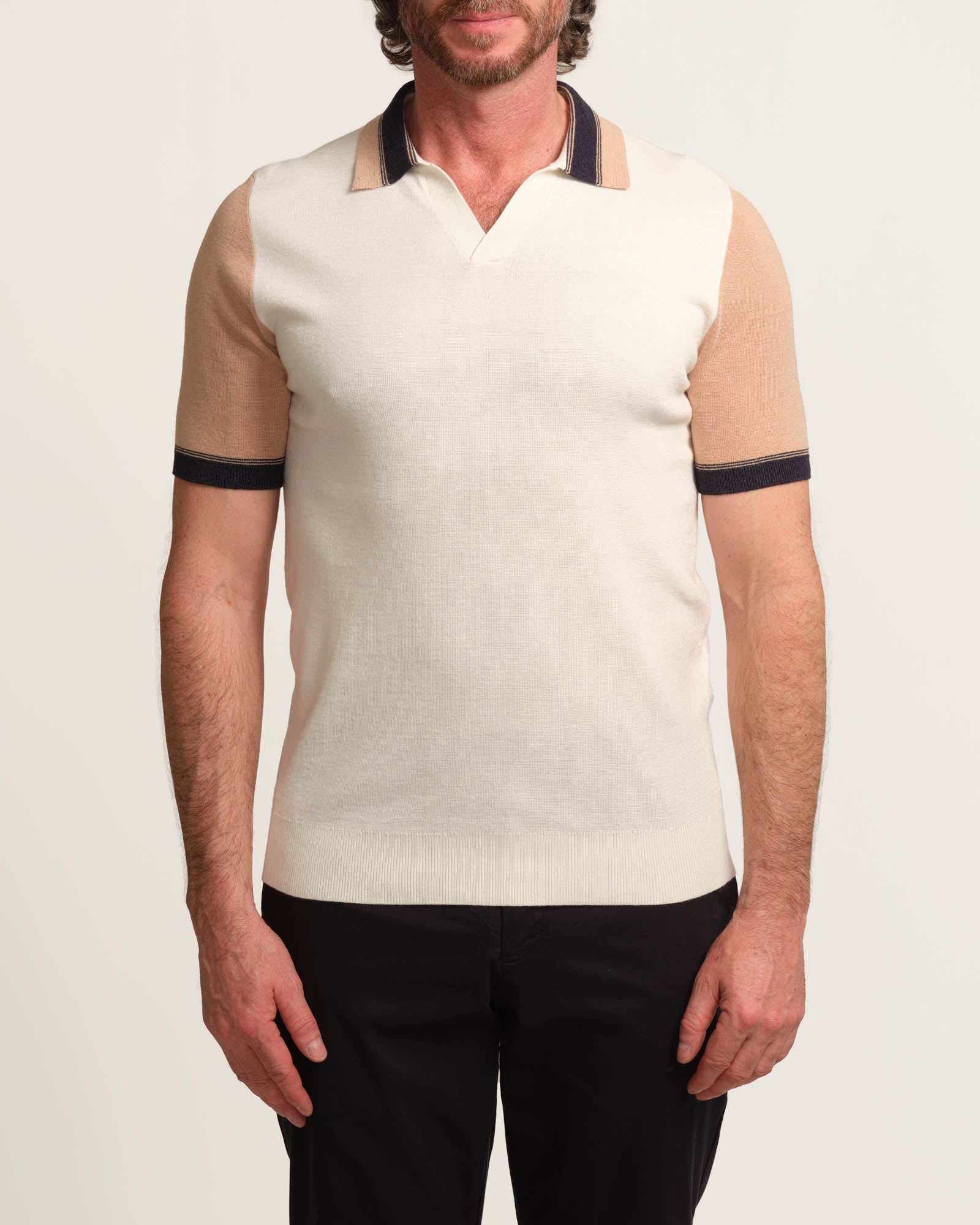 Colorblock Johnny Collar Sweater Polo