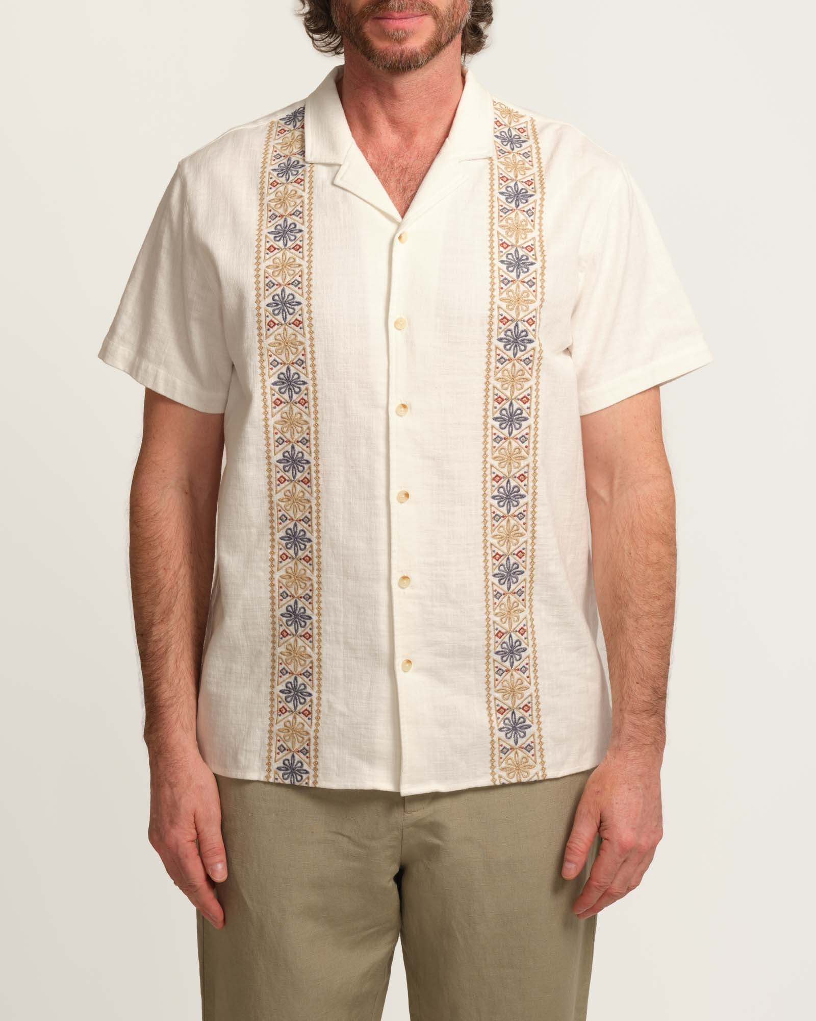 Soft Stretch Embroidery Camp Shirt