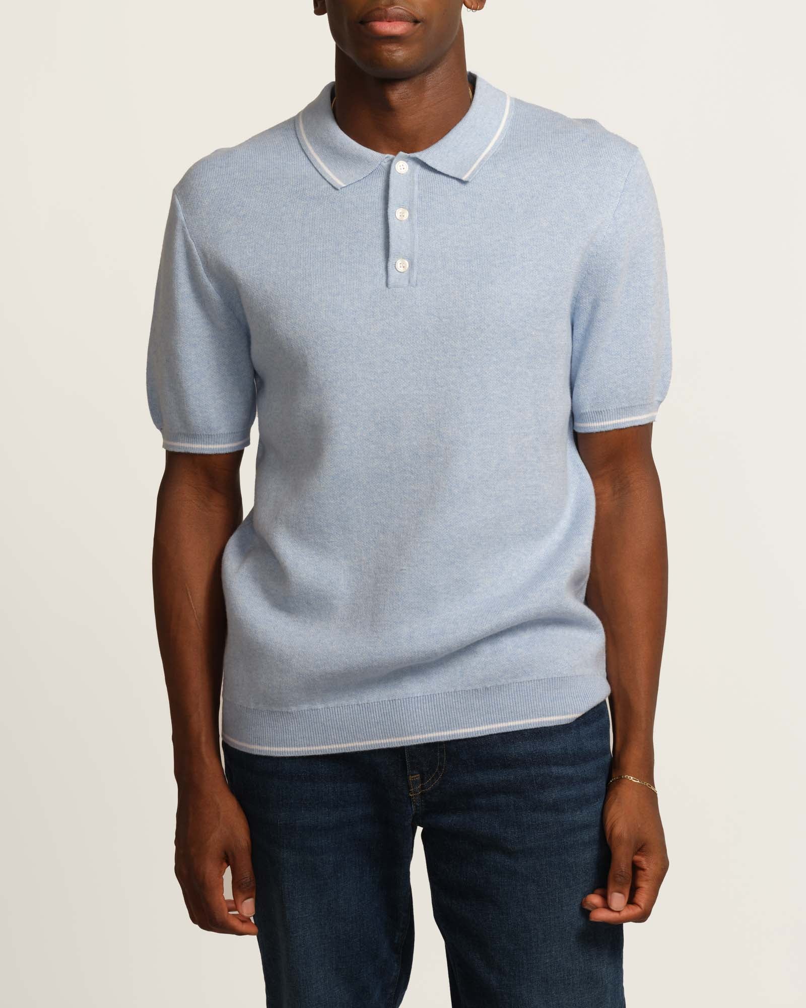 Contrast Button-Through Sweater Polo