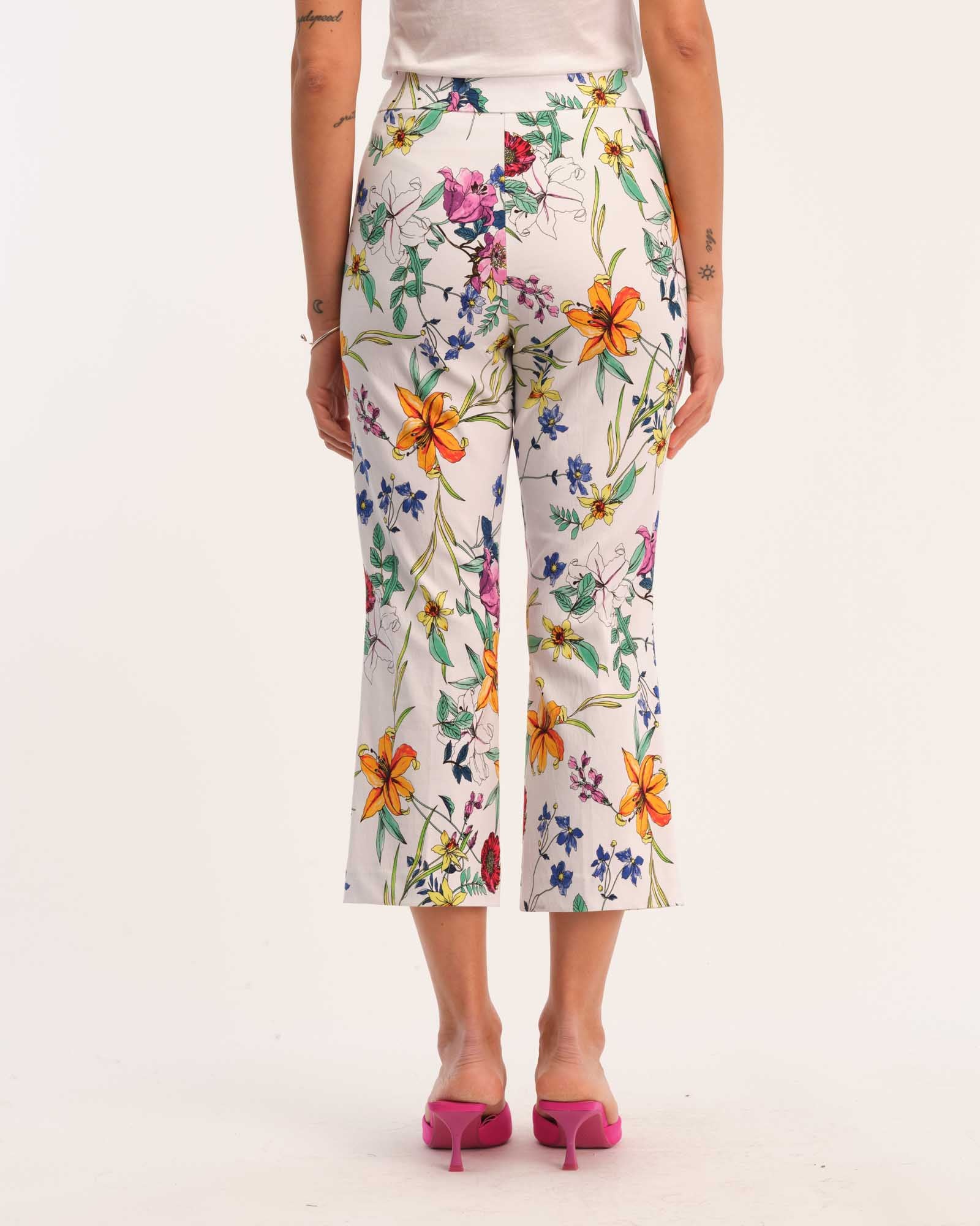 Garden Print Crop Flare Pants