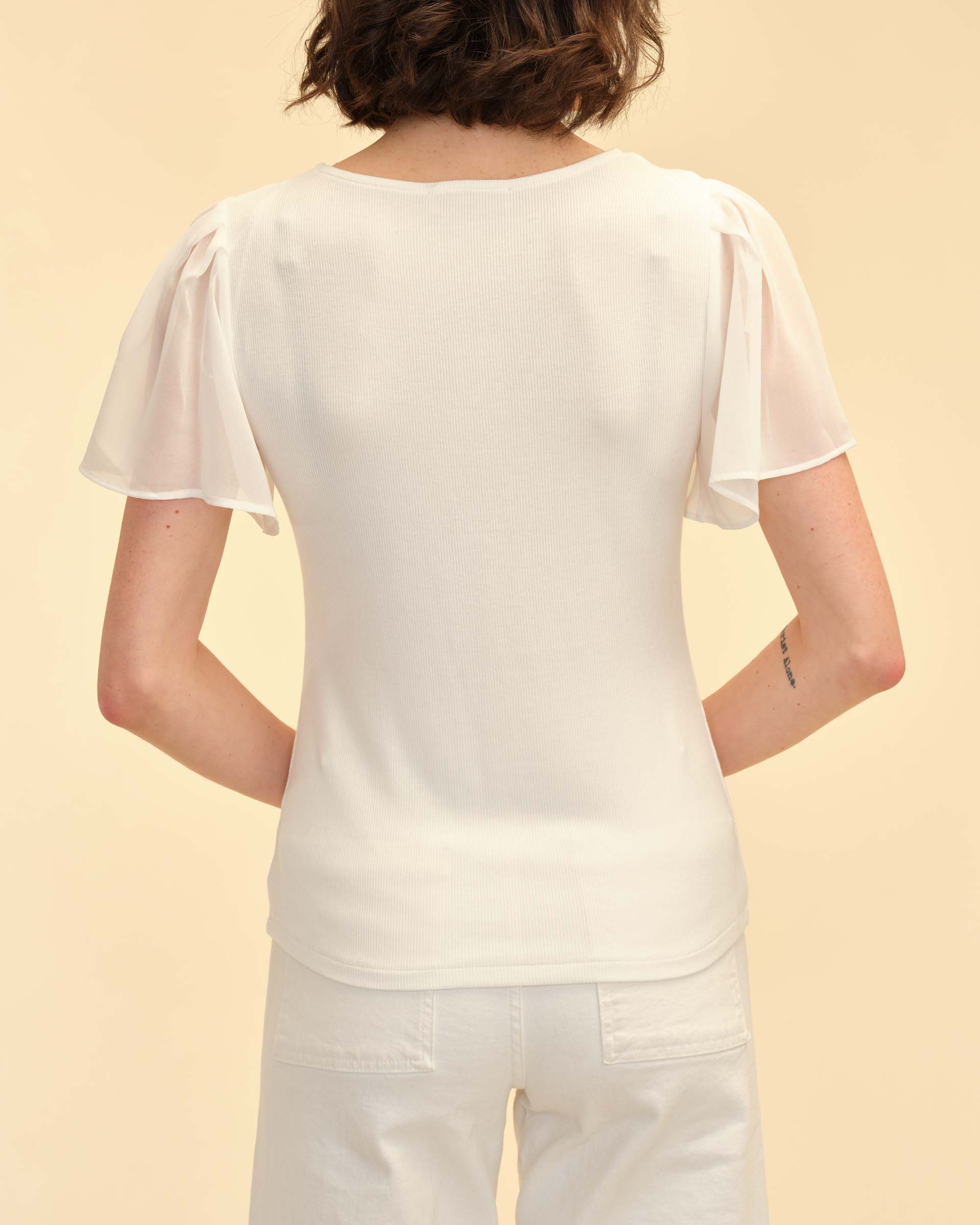 Flutter Sleeve Ribbed Top