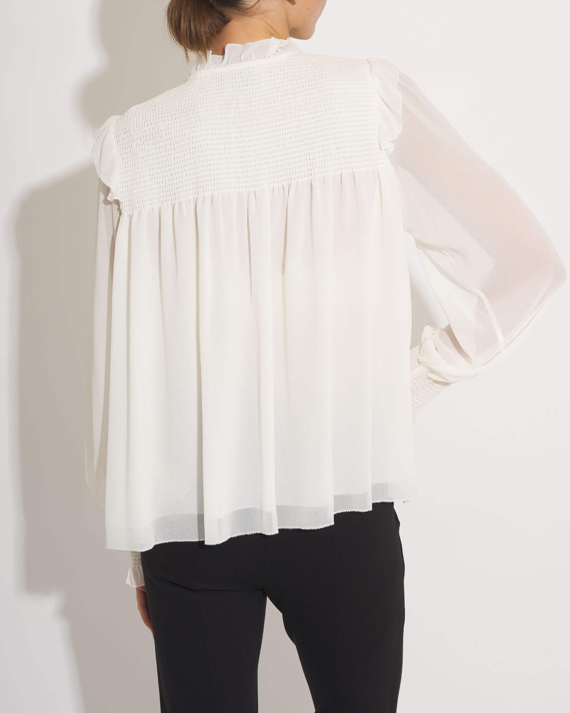 V-Neck Ruffle Trim Blouse