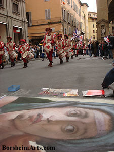 Florentine Parade passes Via Calimala Book My Life as a Street Painter in Florence Italy Madonnari