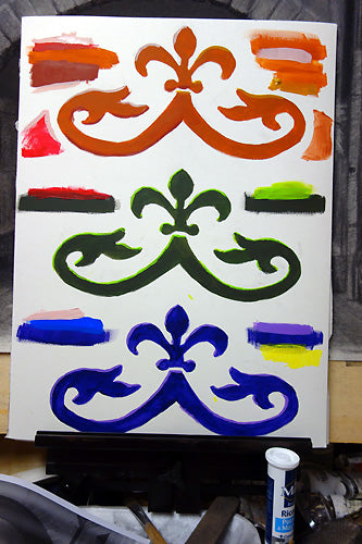 Color samples for Mural Window decor  each window received a different color combination