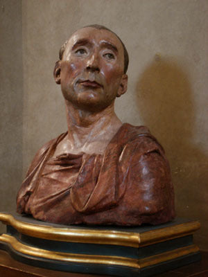 Original Sculpture Ceramic Portrait of Niccolò da Uzzano in the Bargello Museum in Florence Italy