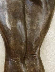 Detail of bronze patina on the Legs of Female Figure Ten sculpture