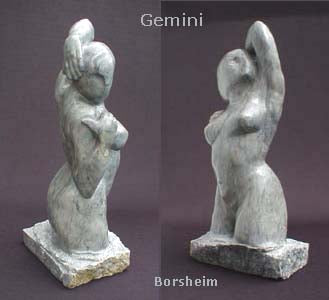 Original Stone Sculpture of Gemini Marble