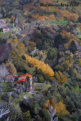 Forests in the hills of Valleriana painted into the Tuscan mural