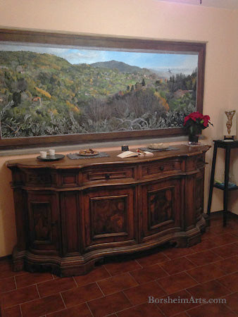 Finished Mural of Faux Window View of Sorana in Valleriana Tuscany Italy