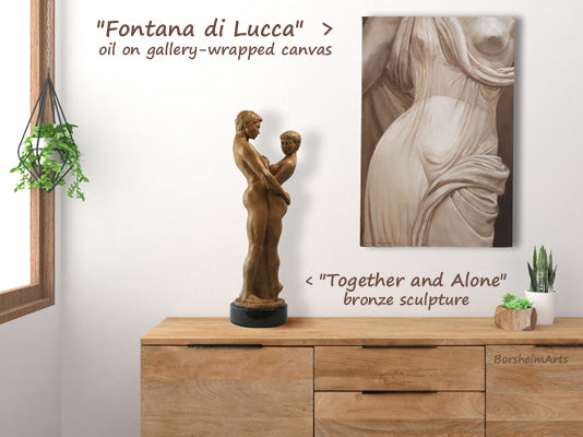 paintings and figure sculpture personalize and warm up a room, buy now directly from the artist