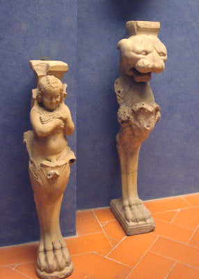 Architectural gargoyles for staircase in Bardini Museum Florence Italy