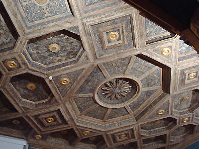 carved and painted wood ceiling Bardini Museum Florence Italy