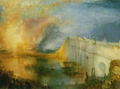 "The Burning Of The Houses Of Lords And Commons" 1835 Oil on Canvas @ 92 x 123 cm by JMW Turner