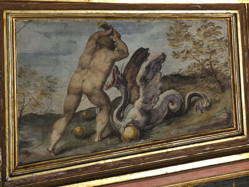 [Figure Fantasy Art in Palazzo Vecchio Museum in Florence Italy]