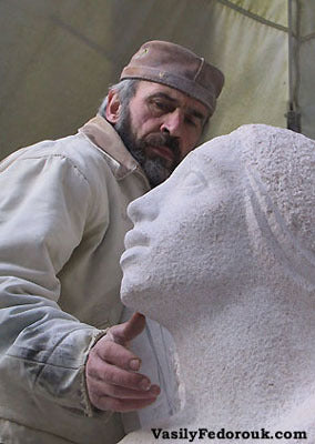 Sculptor Vasily Fedorouk Artist Self Portrait Carving Dolomite Architectonics