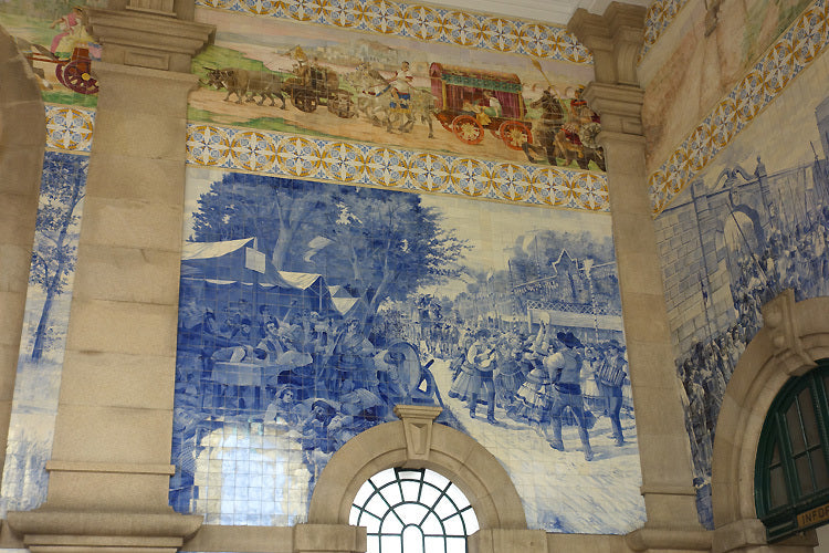 Porto São Bento Railway Station Portuguese Blue Azulejos Ceramic Tile Mosaic Art Portugal