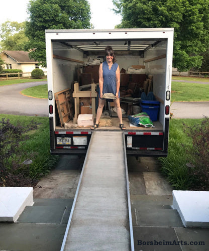 Brother Michael and I unloaded my rented truck full of art, Norfolk, Virginia 9 May