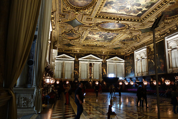 The Sale Capitolare Capital Room upper floor full of sculpture and paintings of La Grande Scuola di San Rocco, Venice Venezia