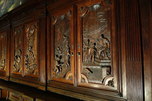 High Relief Sculpture Carved in dark walnut wood La Grande Scuola di San Rocco, Venice