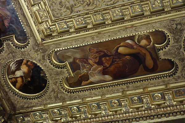 Figurative Paintings between Gilded Wood Designs on the Ceiling La Grande Scuola di San Rocco, Venice