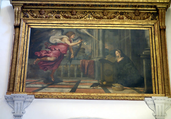 Tiziano  Titian 's Annunciation Painting La Grande Scuola di San Rocco, Venice Venezia