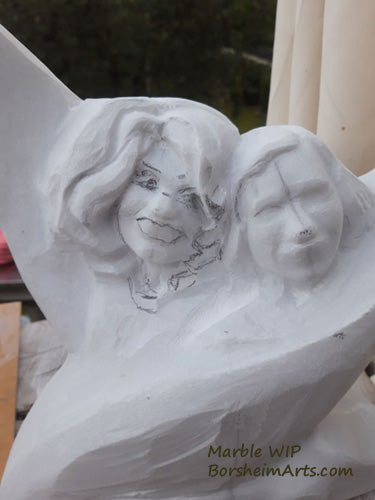 Sisters Marble Carving Work in Progress Picture