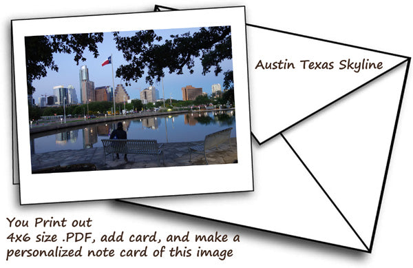 digital download as a notecard image is of Austin Texas Skyline 