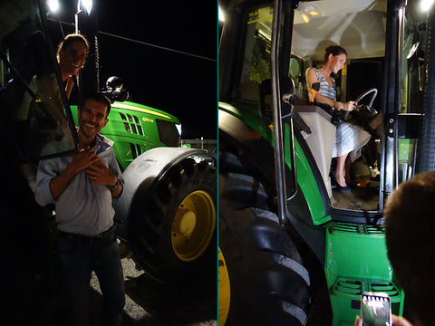 2018 September:  Dragana marries Francesco (also an artist) in style, including a test drive on this enormous John Deere tractor!  Oh, and she designed and sewed her own wedding dress.  Photos by Kelly.