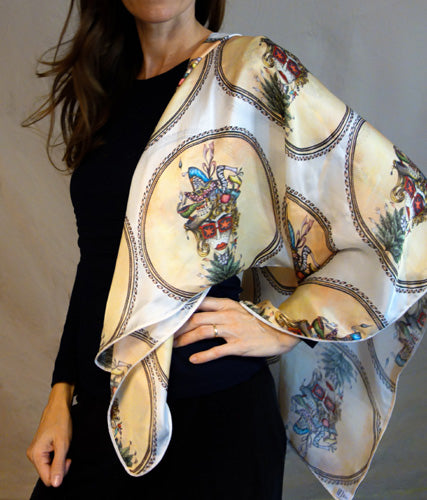 Beautiful hand-designed luxury silk scarves, this one Starry Eyes, by Dragana Adamov
