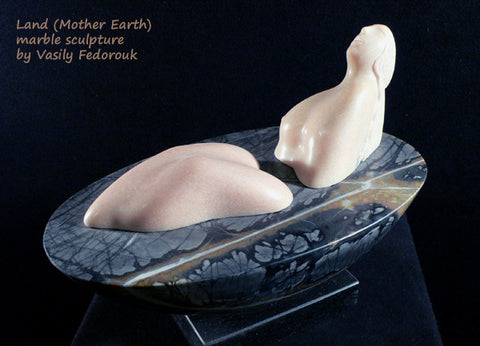 Woman as landscape Land as Mother Earth, a combined marble figure sculpture by Vasily Fedorouk