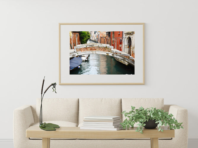 Venice, Italy, bridge without rails, photo looks great printed and hung over a couch
