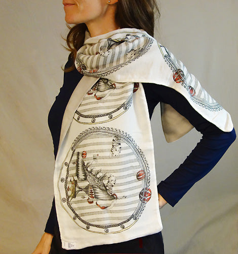 Designer scarf with drawing Tiger Shoe by Dragana Adamov... great and unique gift 